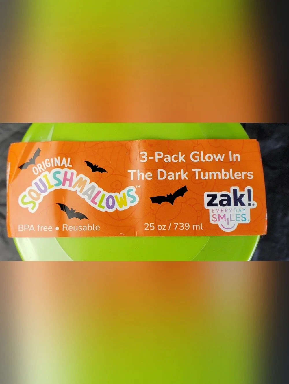 Zak! Jazwares Squishmallows Halloween Glow In The Dark Tumbler Cup Set - NWT